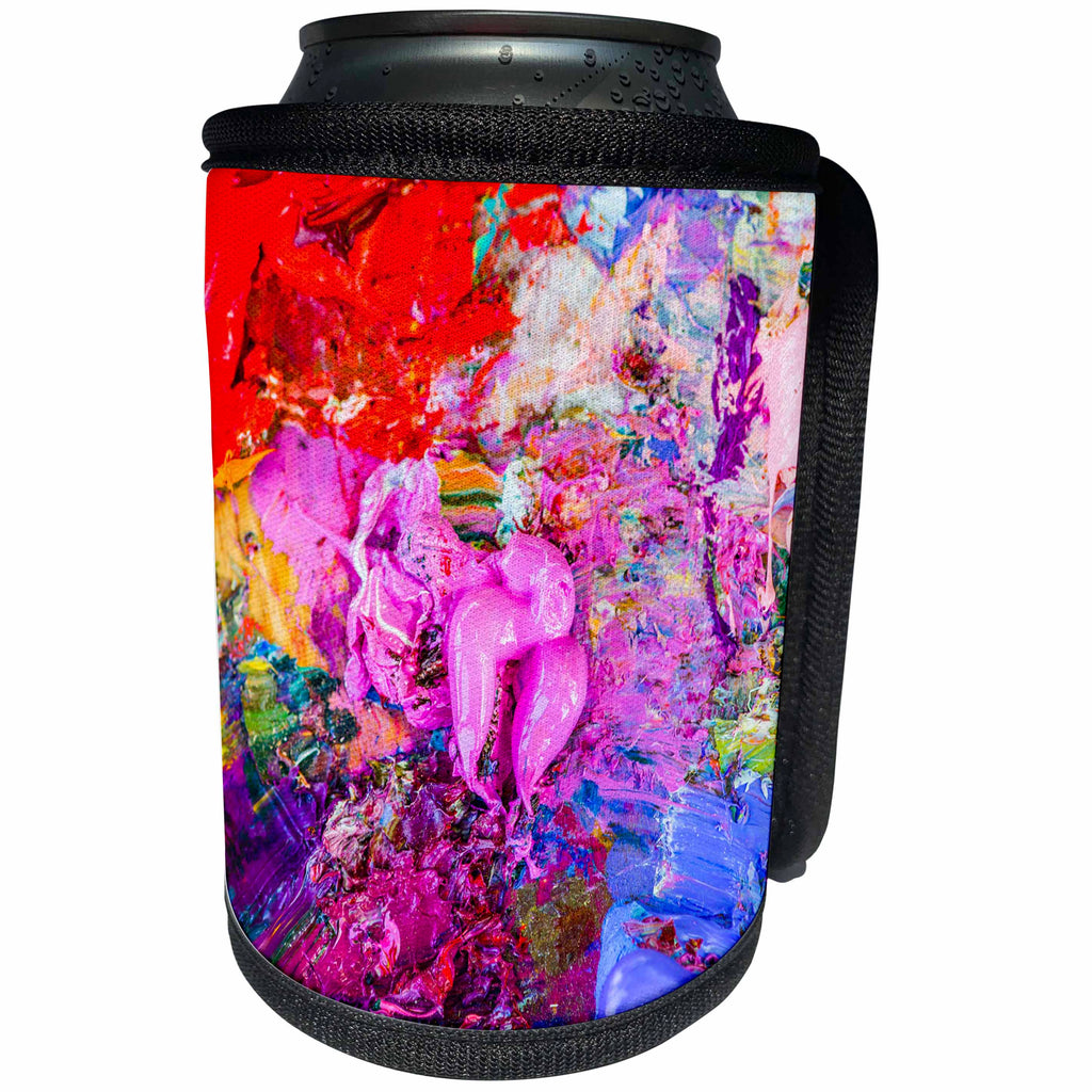 3dRose Alexis Photography - Abstracts - Violet oil paint on a painter palette - Can Cooler Bottle Wrap (cc_270733)