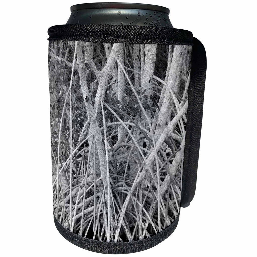 3dRose Florene Black n White - Mangrove Roots - Can Cooler Bottle Wrap (cc_27080)