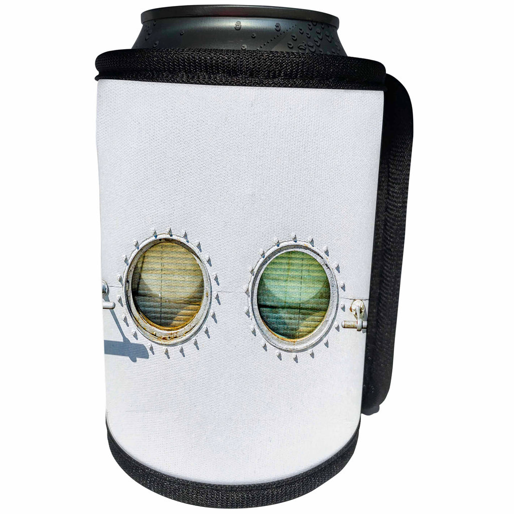 3dRose Alexis Photography - Objects - Two illuminators of a cruise ship. White background - Can Cooler Bottle Wrap (cc_270804)