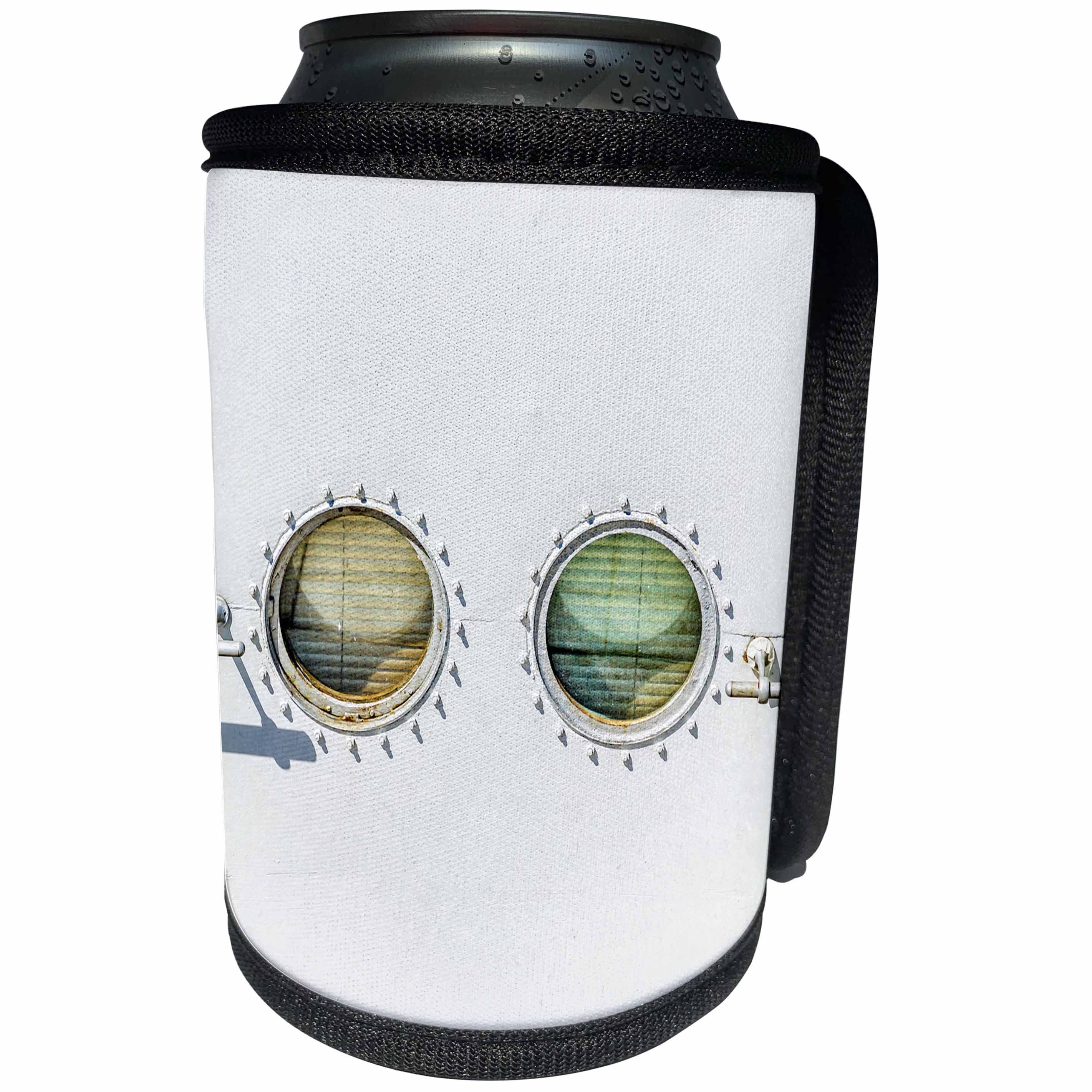 3dRose Alexis Photography - Objects - Two illuminators of a cruise ship. White background - Can Cooler Bottle Wrap (cc_270804)