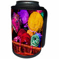 3dRose Alexis Photography - Objects - Balls of colorful yarn in a wicker basket. Stylized photo - Can Cooler Bottle Wrap (cc_270815)