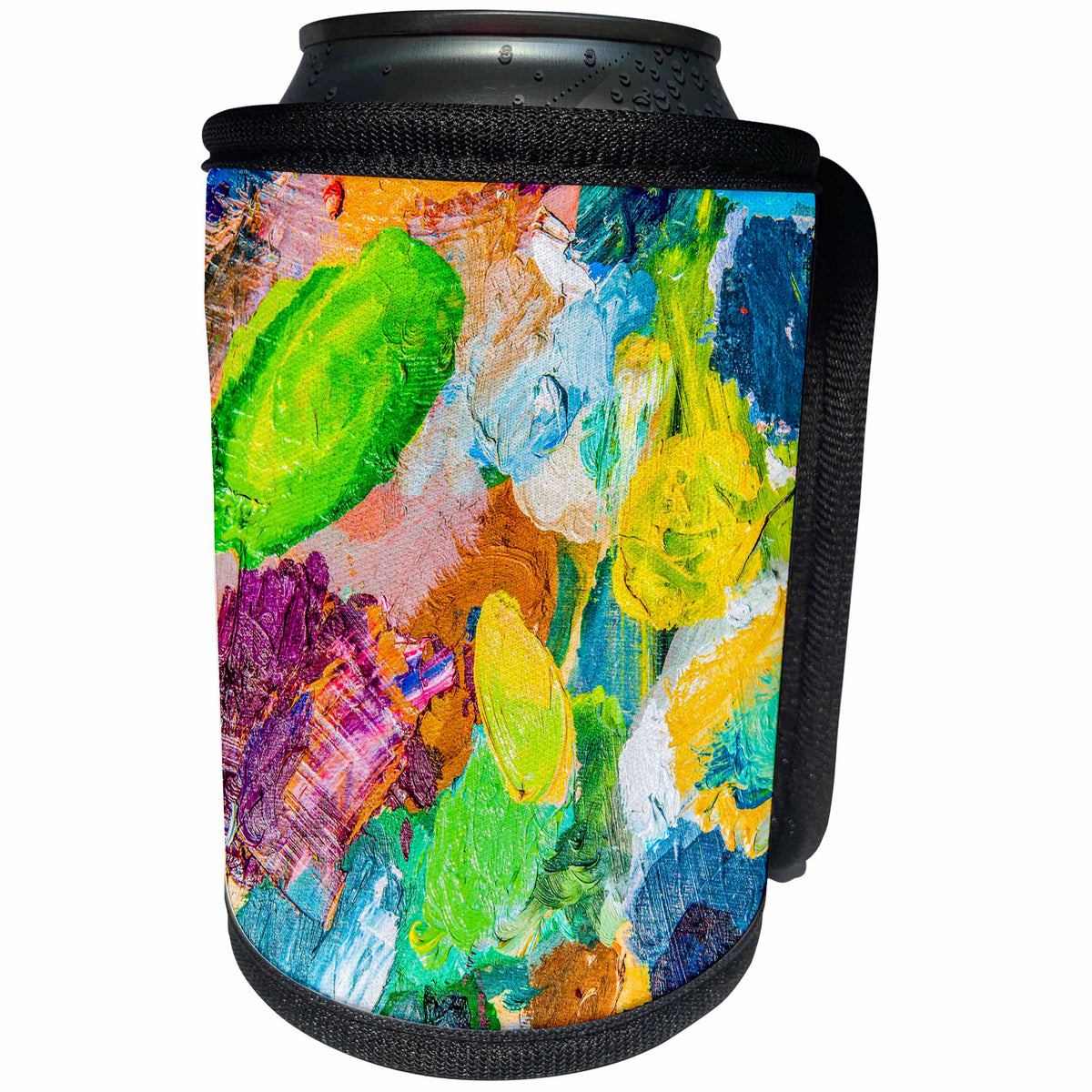 3dRose Alexis Photography - Abstracts - Green, yellow, blue and purple artistic palette - Can Cooler Bottle Wrap (cc_270831)