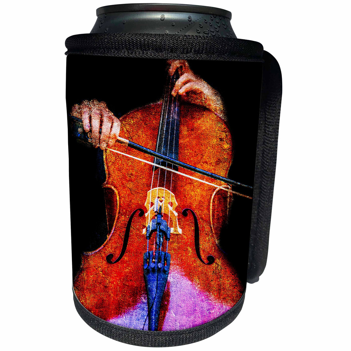 3dRose Alexis Photography - Music - Music - Cello in concert. Stylized photo - Can Cooler Bottle Wrap (cc_270847)