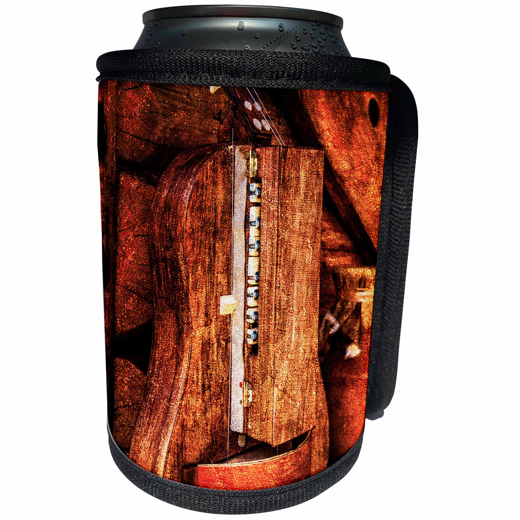 3dRose Alexis Photography - Objects - Golden age technologies - Hurdy-gurdy or lira tedesca. Stylized photo - Can Cooler Bottle Wrap (cc_270872)