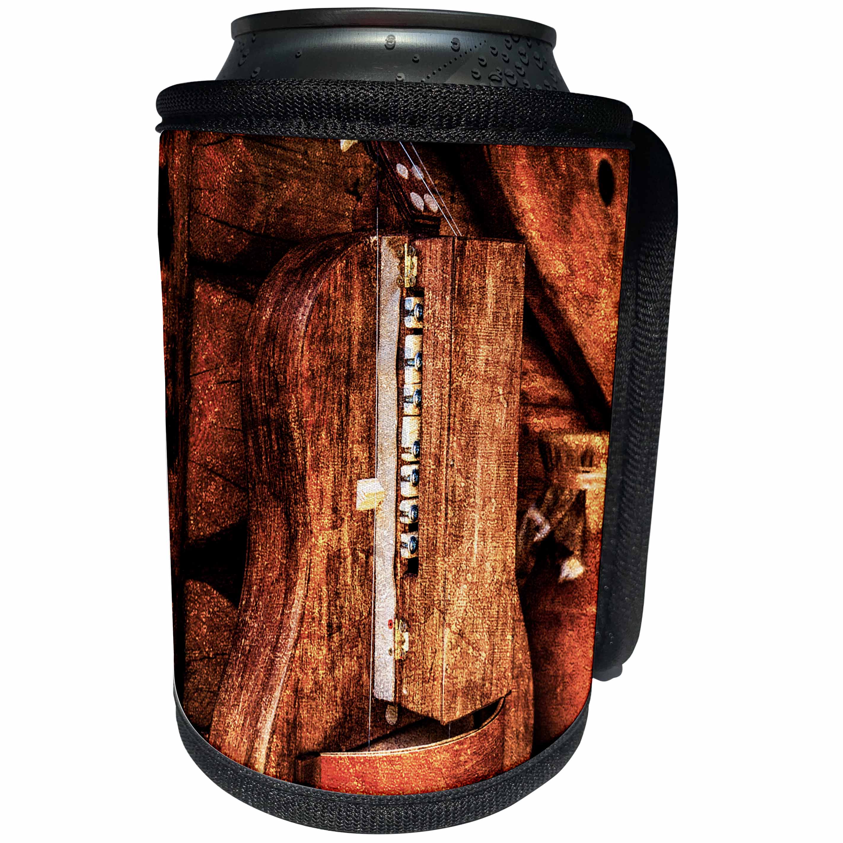 3dRose Alexis Photography - Objects - Golden age technologies - Hurdy-gurdy or lira tedesca. Stylized photo - Can Cooler Bottle Wrap (cc_270872)