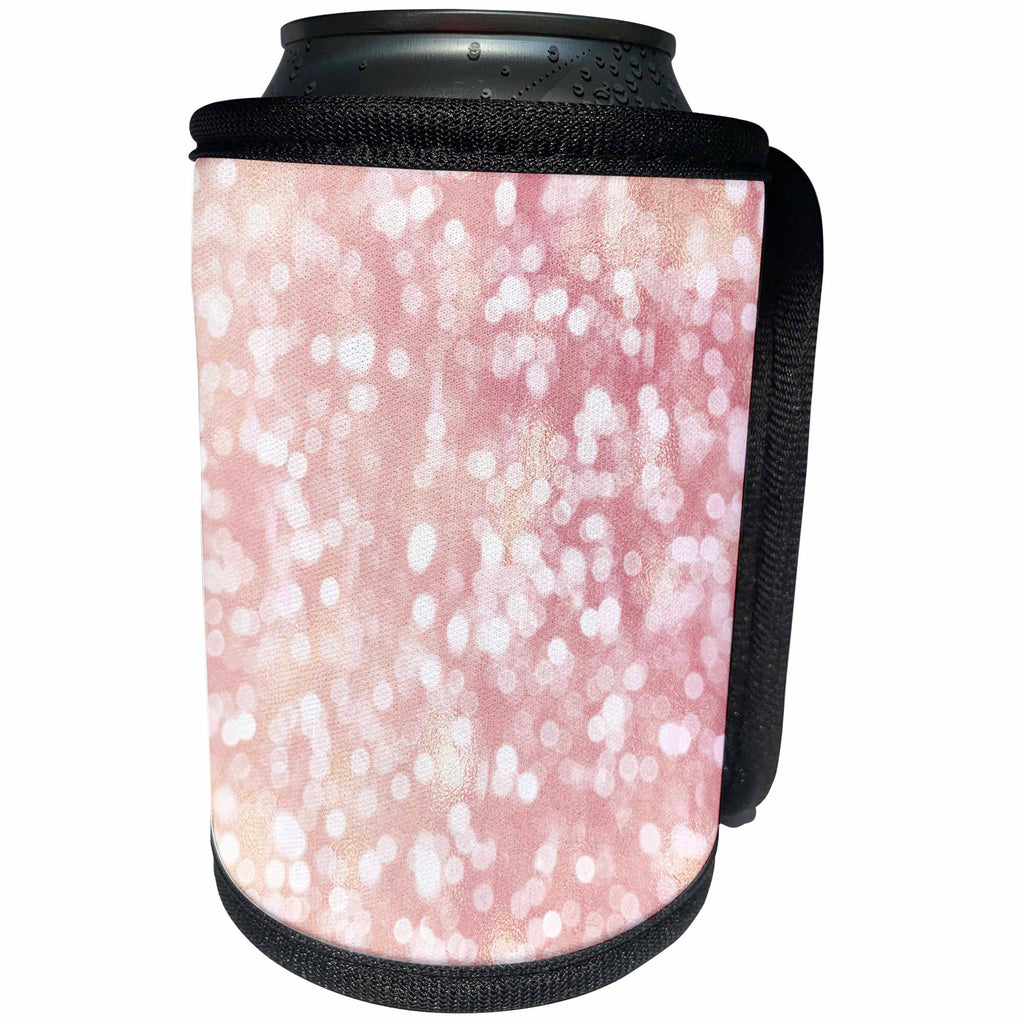 3dRose PS Chic - Picturing Blush Pink White Bokeh Confetti Dots - Can Cooler Bottle Wrap (cc_270963)