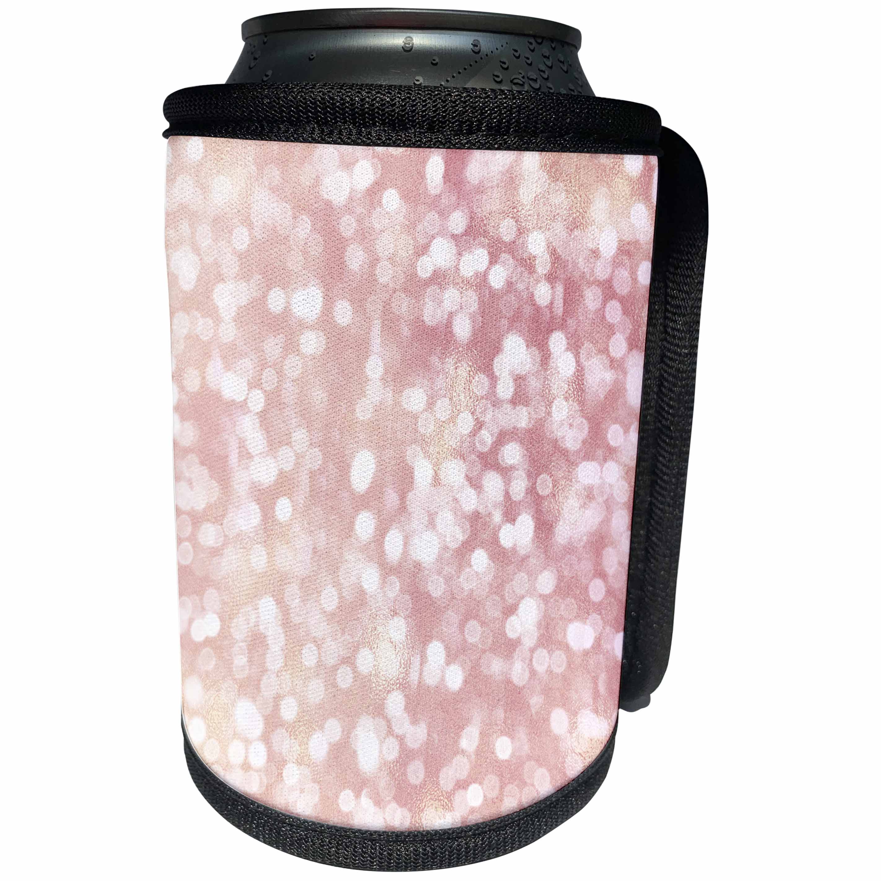 3dRose PS Chic - Picturing Blush Pink White Bokeh Confetti Dots - Can Cooler Bottle Wrap (cc_270963)