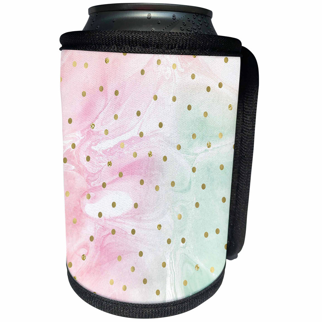 3dRose PS Chic - Picturing Girly Mint Pink Gold Confetti - Can Cooler Bottle Wrap (cc_270968)
