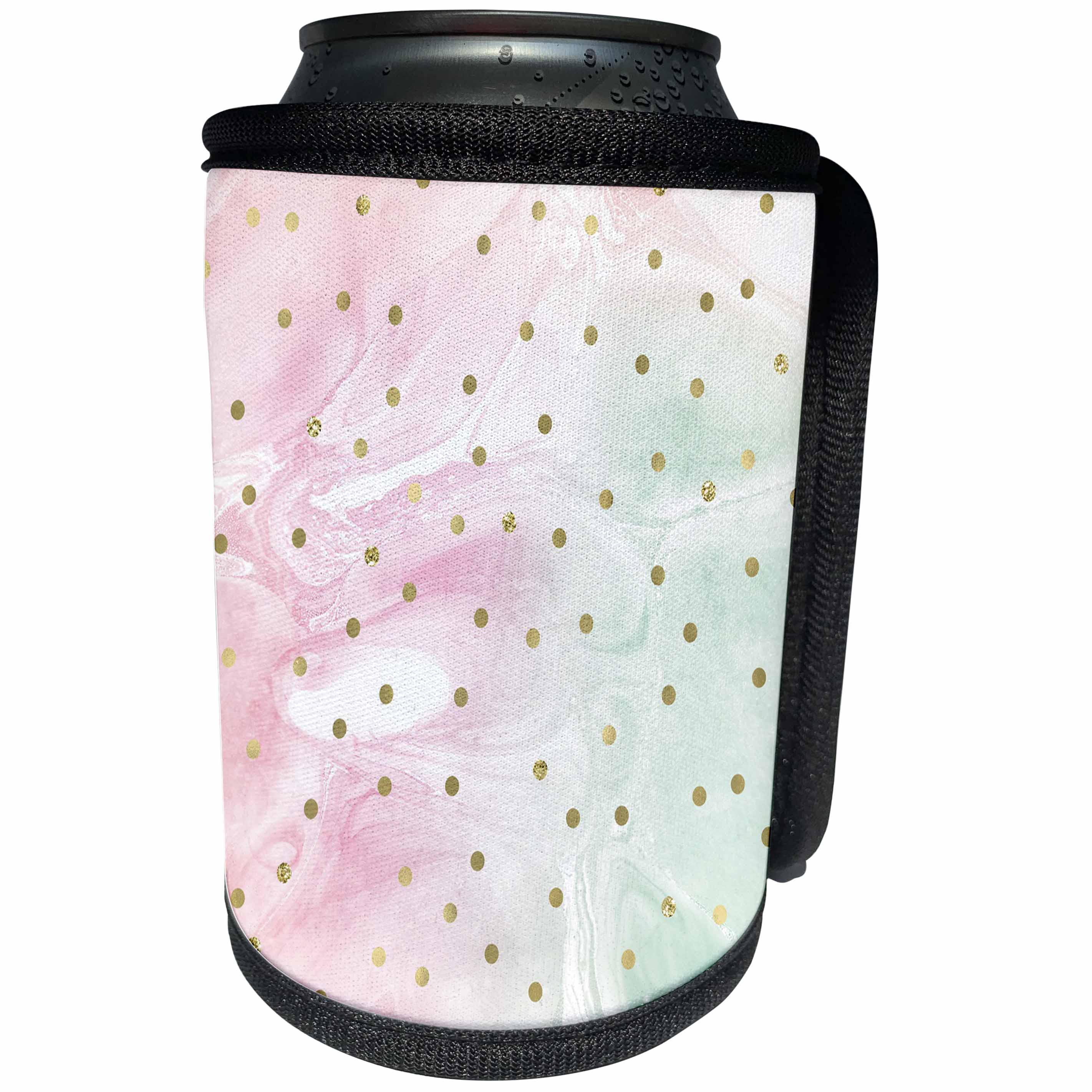 3dRose PS Chic - Picturing Girly Mint Pink Gold Confetti - Can Cooler Bottle Wrap (cc_270968)