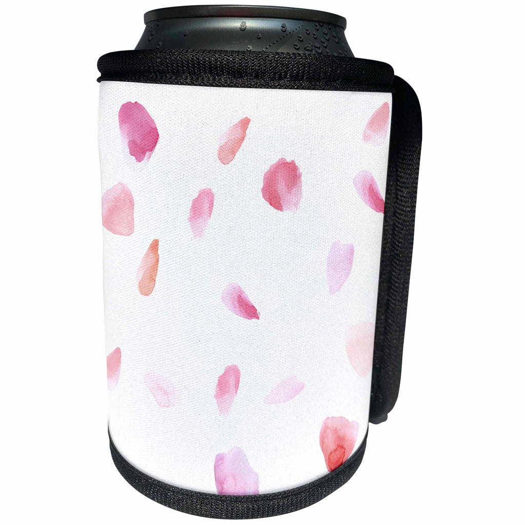 3dRose PS Chic - Picturing Pretty Pink Watercolor Rose Petals - Can Cooler Bottle Wrap (cc_270976)