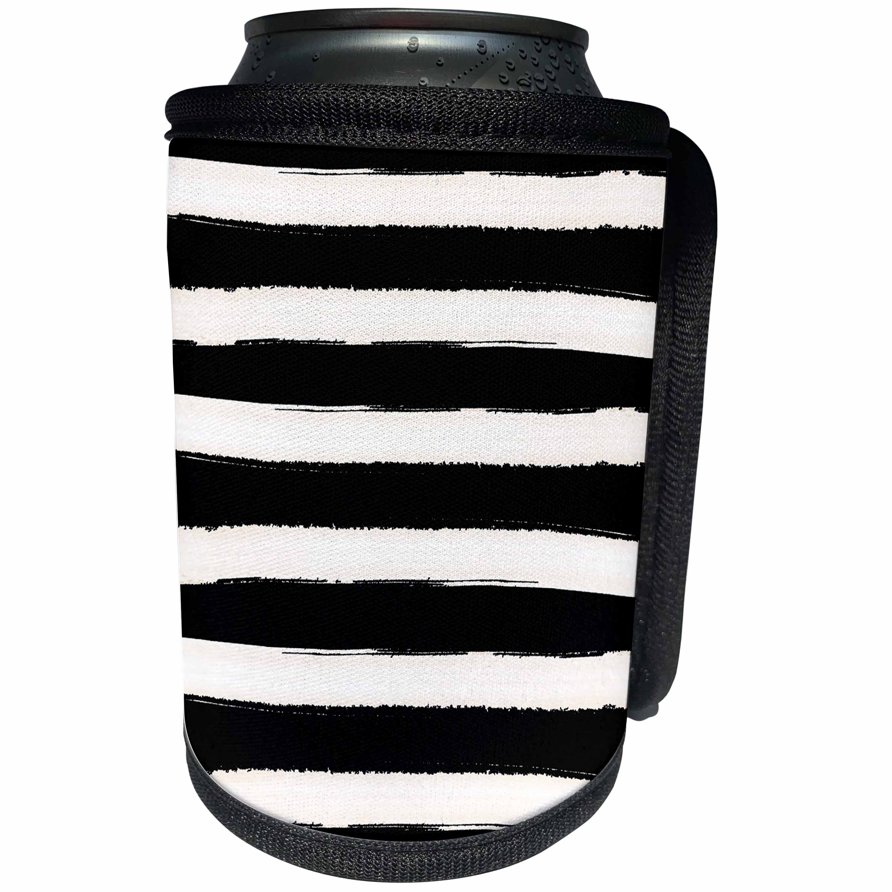 3dRose PS Chic - Picturing Black White Watercolor Stripes - Can Cooler Bottle Wrap (cc_270980)