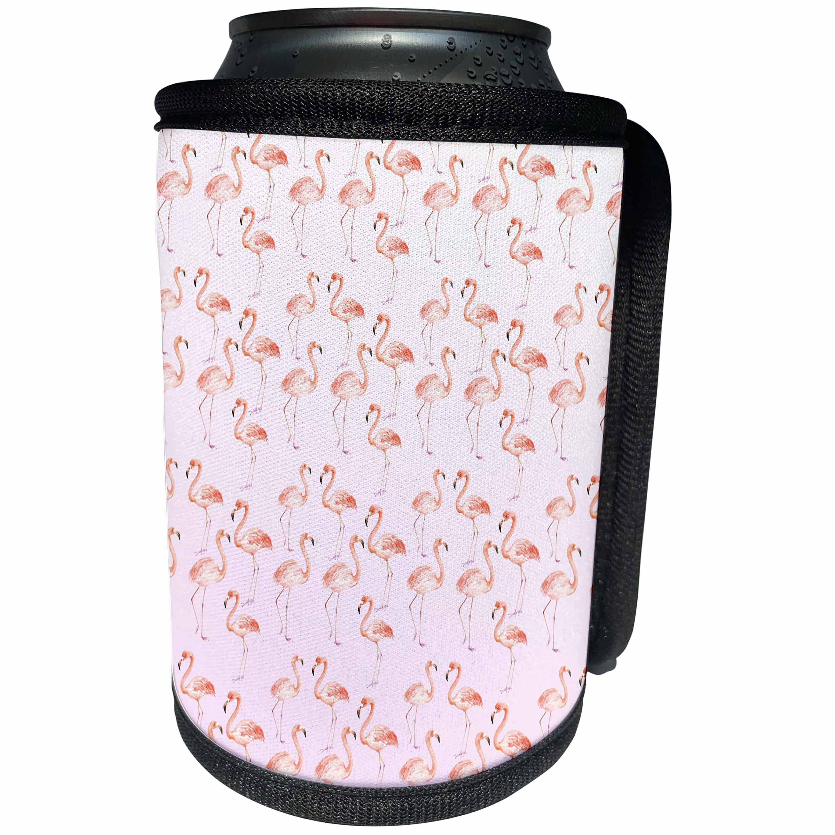 3dRose PS Animals - Picturing Pink Flamingos Watercolor - Can Cooler Bottle Wrap (cc_270985)