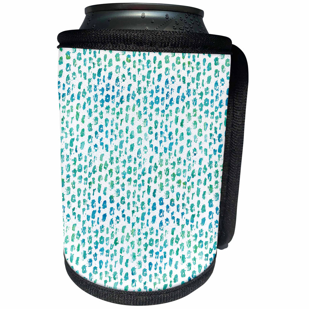 3dRose PS Chic - Picturing Aqua Green Watercolor Spots - Can Cooler Bottle Wrap (cc_270994)