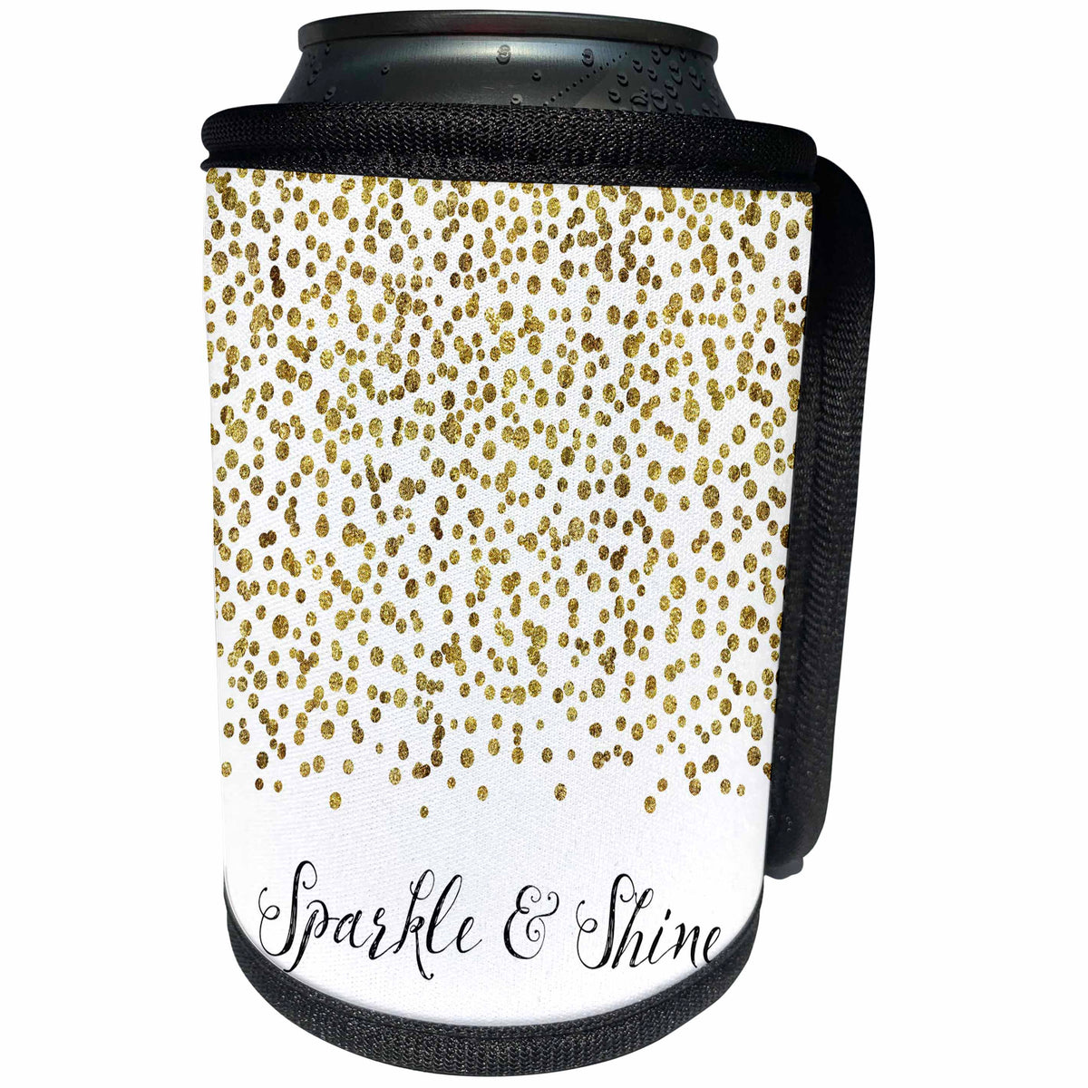 3dRose PS Inspiration - Picturing Gold Confetti Sparkle Shine - Can Cooler Bottle Wrap (cc_270996)