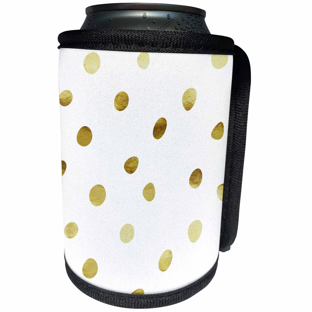 3dRose PS Chic - Picturing Chic Gold Dots - Can Cooler Bottle Wrap (cc_271005)