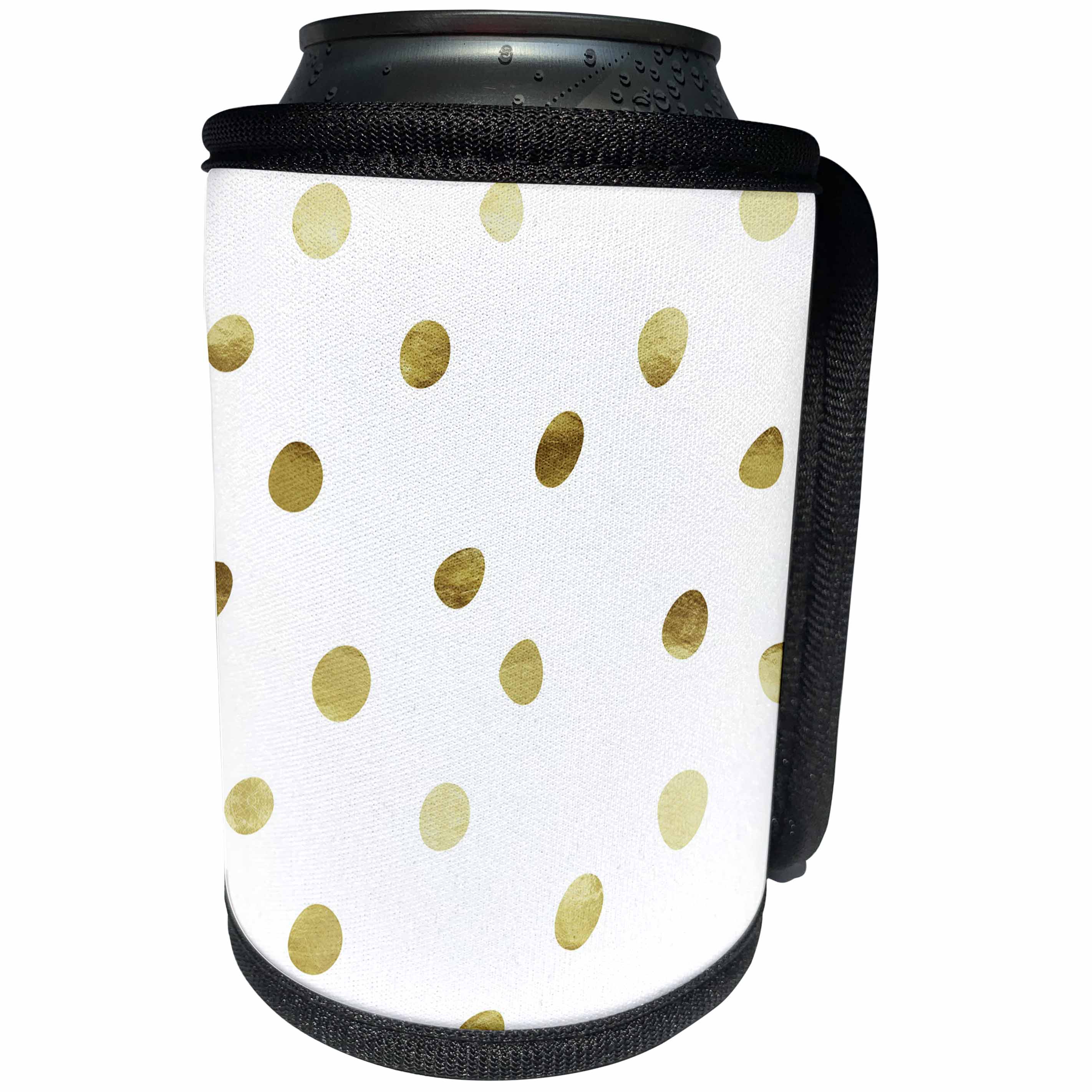 3dRose PS Chic - Picturing Chic Gold Dots - Can Cooler Bottle Wrap (cc_271005)