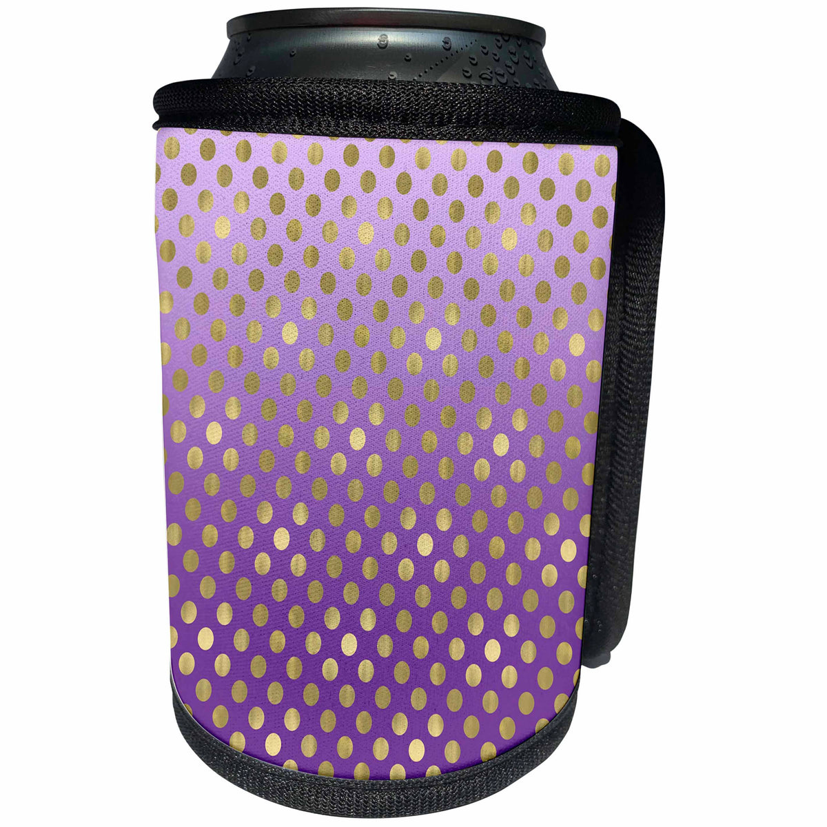 3dRose PS Chic - Picturing Gold Purple Girly Dots - Can Cooler Bottle Wrap (cc_271007)
