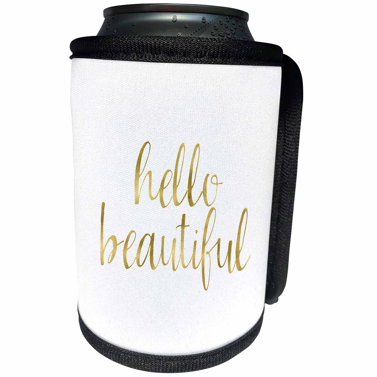 3dRose PS Inspiration - Picturing Gold Hello Beautiful - Can Cooler Bottle Wrap (cc_271023)