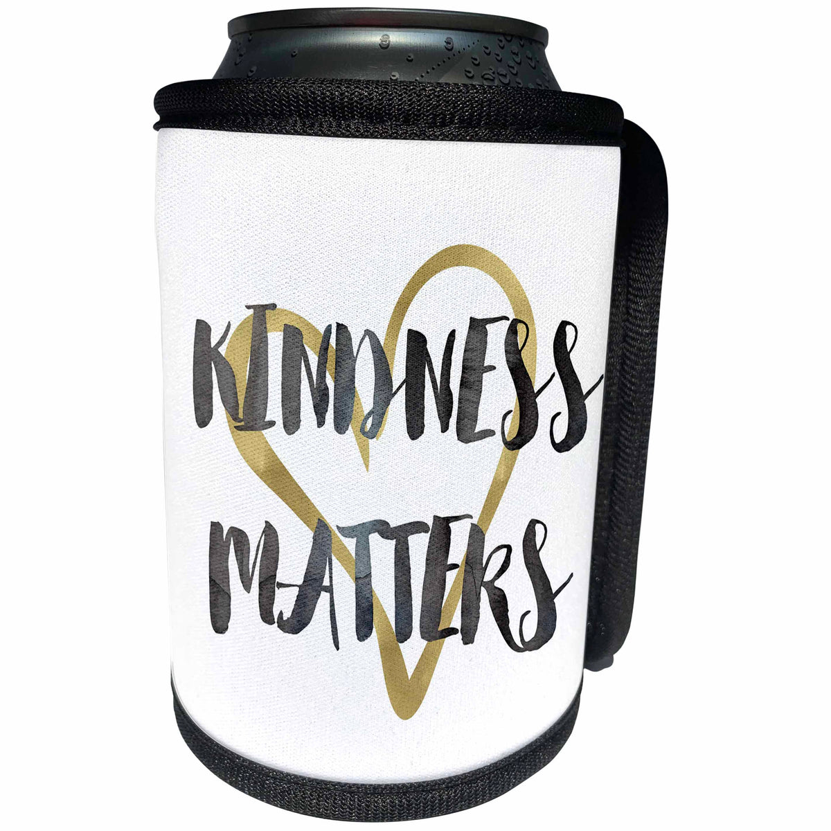 3dRose PS Inspiration - Picturing Gold Heart Kindness Matters - Can Cooler Bottle Wrap (cc_271027)