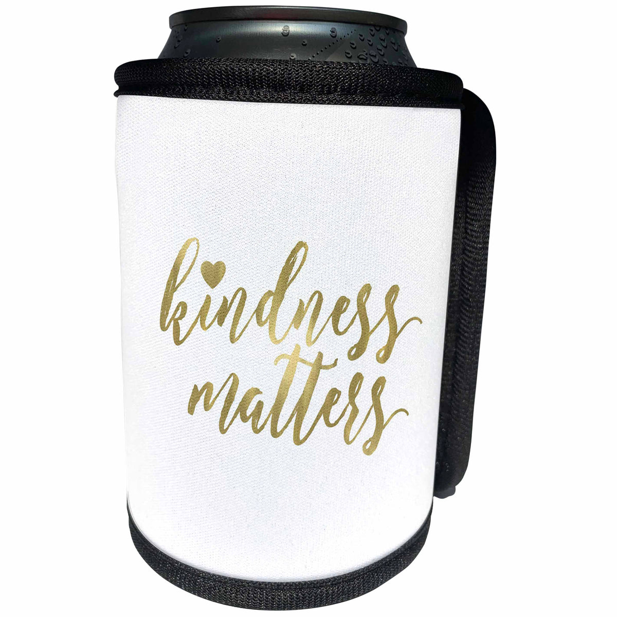 3dRose PS Inspiration - Picturing Gold Kindness Matters Heart - Can Cooler Bottle Wrap (cc_271028)