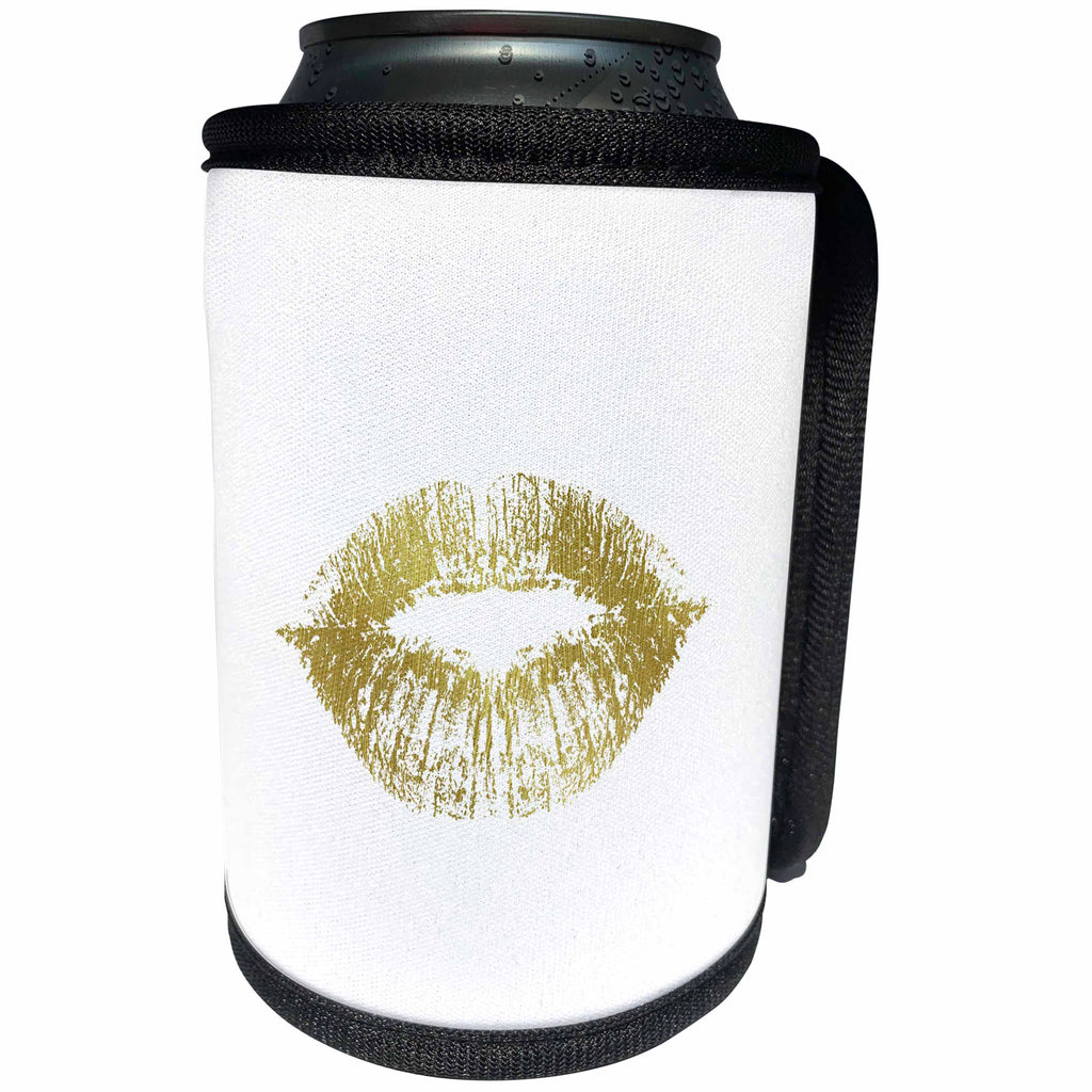 3dRose PS Chic - Picturing Gold Glam Kiss - Can Cooler Bottle Wrap (cc_271029)