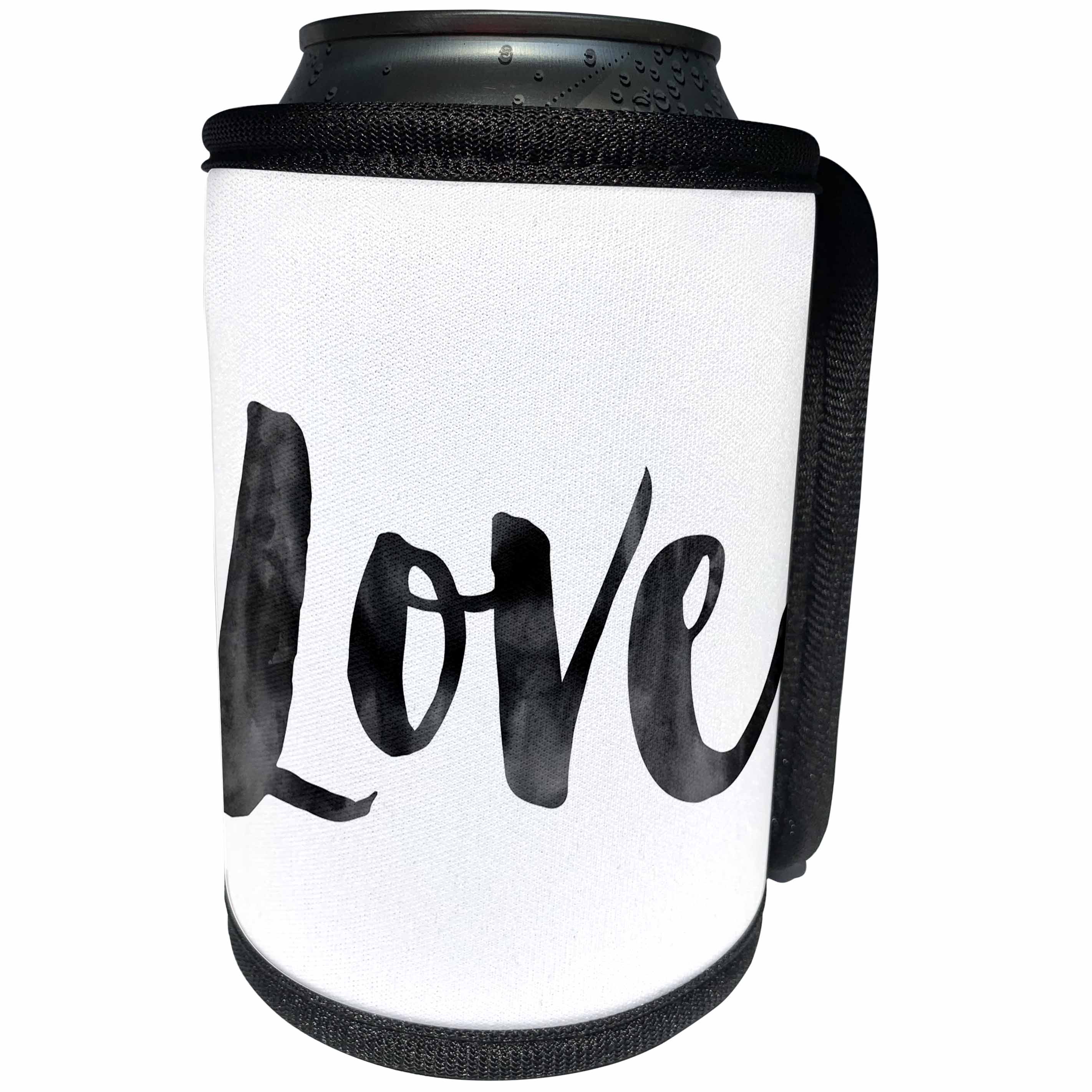 3dRose PS Inspiration - Picturing Black Watercolor Love - Can Cooler Bottle Wrap (cc_271031)