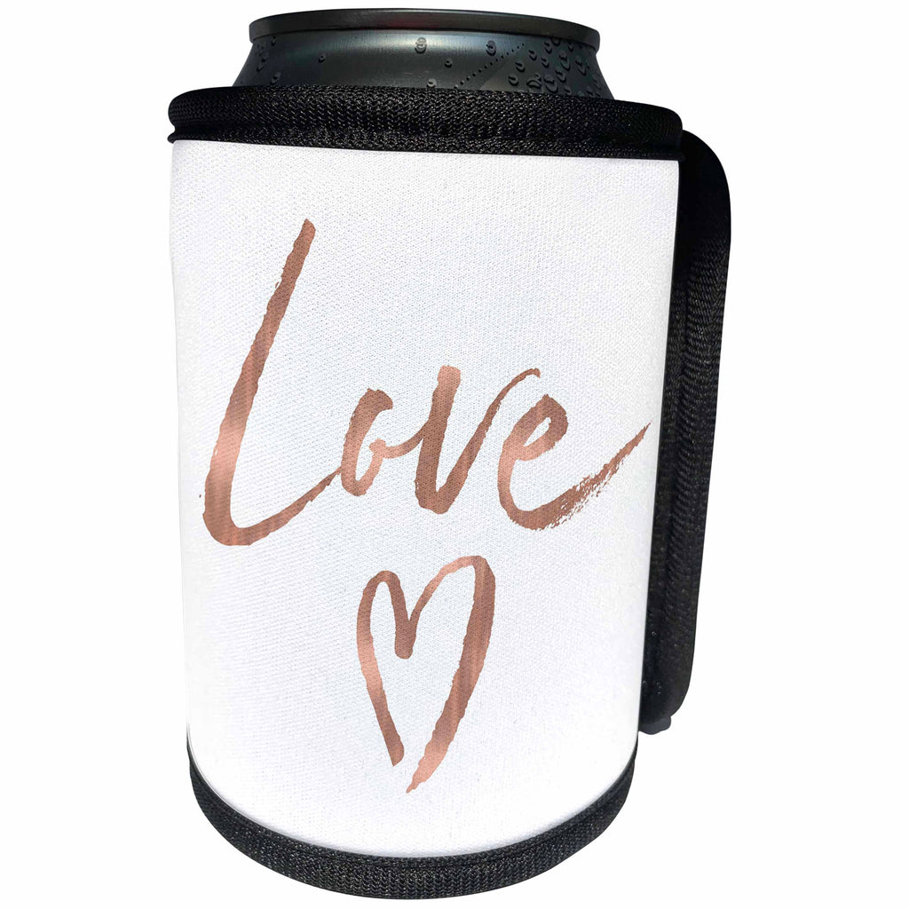 3dRose PS Inspiration - Picturing Rose Gold Love Heart - Can Cooler Bottle Wrap (cc_271037)