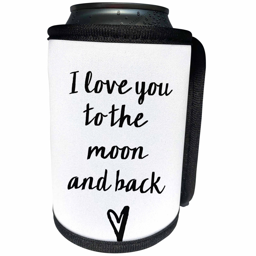 3dRose PS Inspiration - Picturing Black I Love you to the Moon Heart - Can Cooler Bottle Wrap (cc_271038)