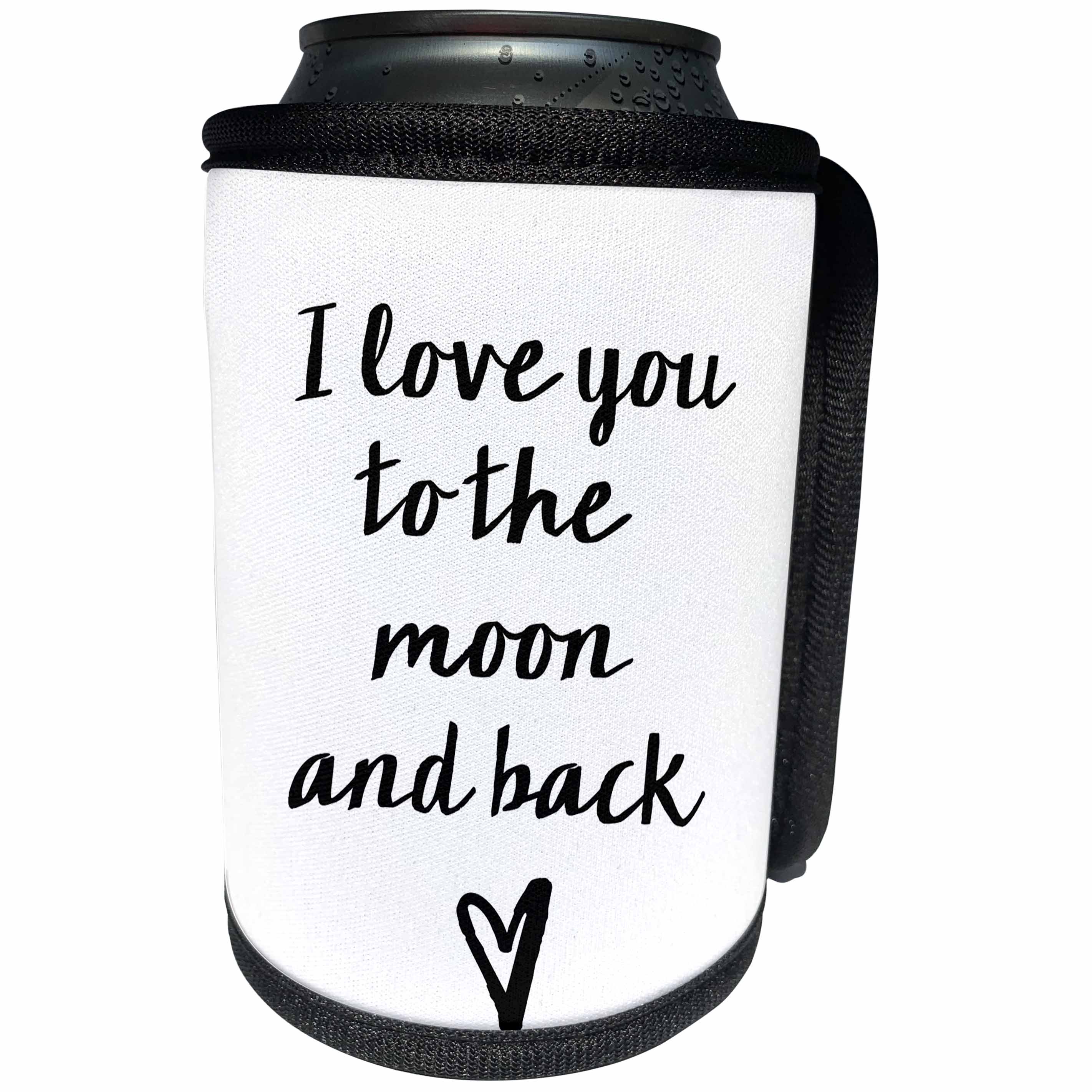 3dRose PS Inspiration - Picturing Black I Love you to the Moon Heart - Can Cooler Bottle Wrap (cc_271038)