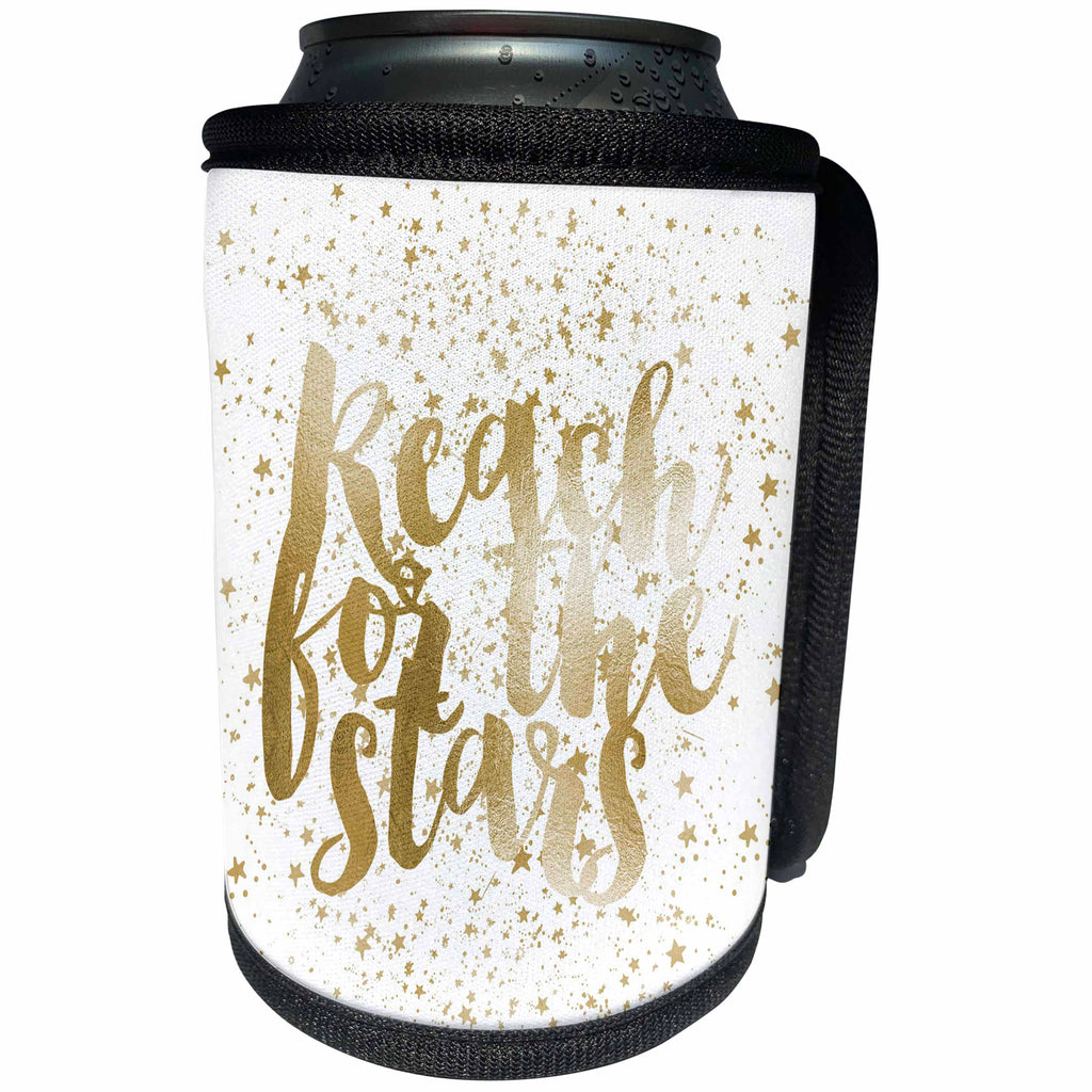 3dRose PS Inspiration - Picturing Gold Reach for the Stars - Can Cooler Bottle Wrap (cc_271043)