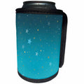 3dRose PS Chic - Picturing Aqua Gold Stars Sky - Can Cooler Bottle Wrap (cc_271050)