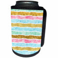 3dRose PS Chic - Picturing Gold Mint Blue Pink Watercolor Stripes - Can Cooler Bottle Wrap (cc_271070)