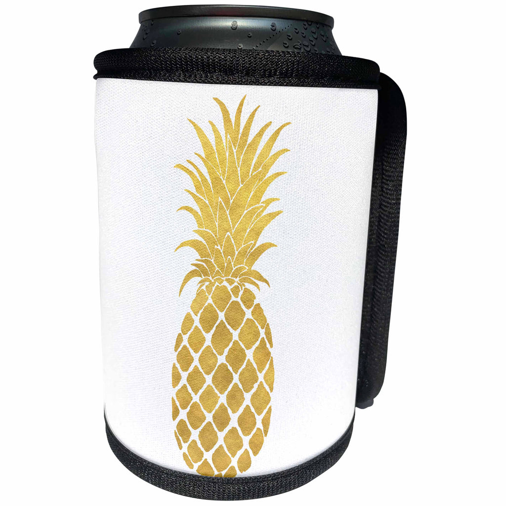 3dRose PS Chic - Picturing Gold Glitz Pineapple - Can Cooler Bottle Wrap (cc_271077)