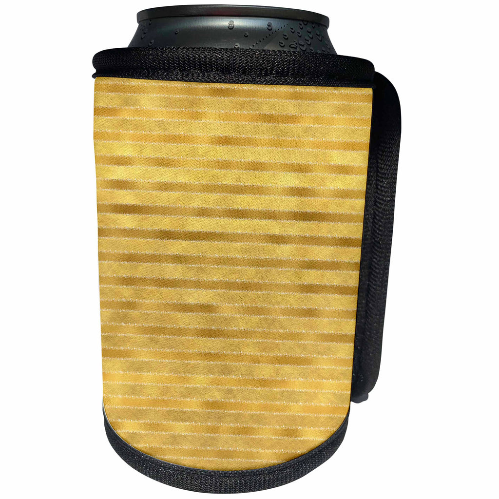 3dRose PS Chic - Picturing Gold Glitzy Stripes - Can Cooler Bottle Wrap (cc_271080)
