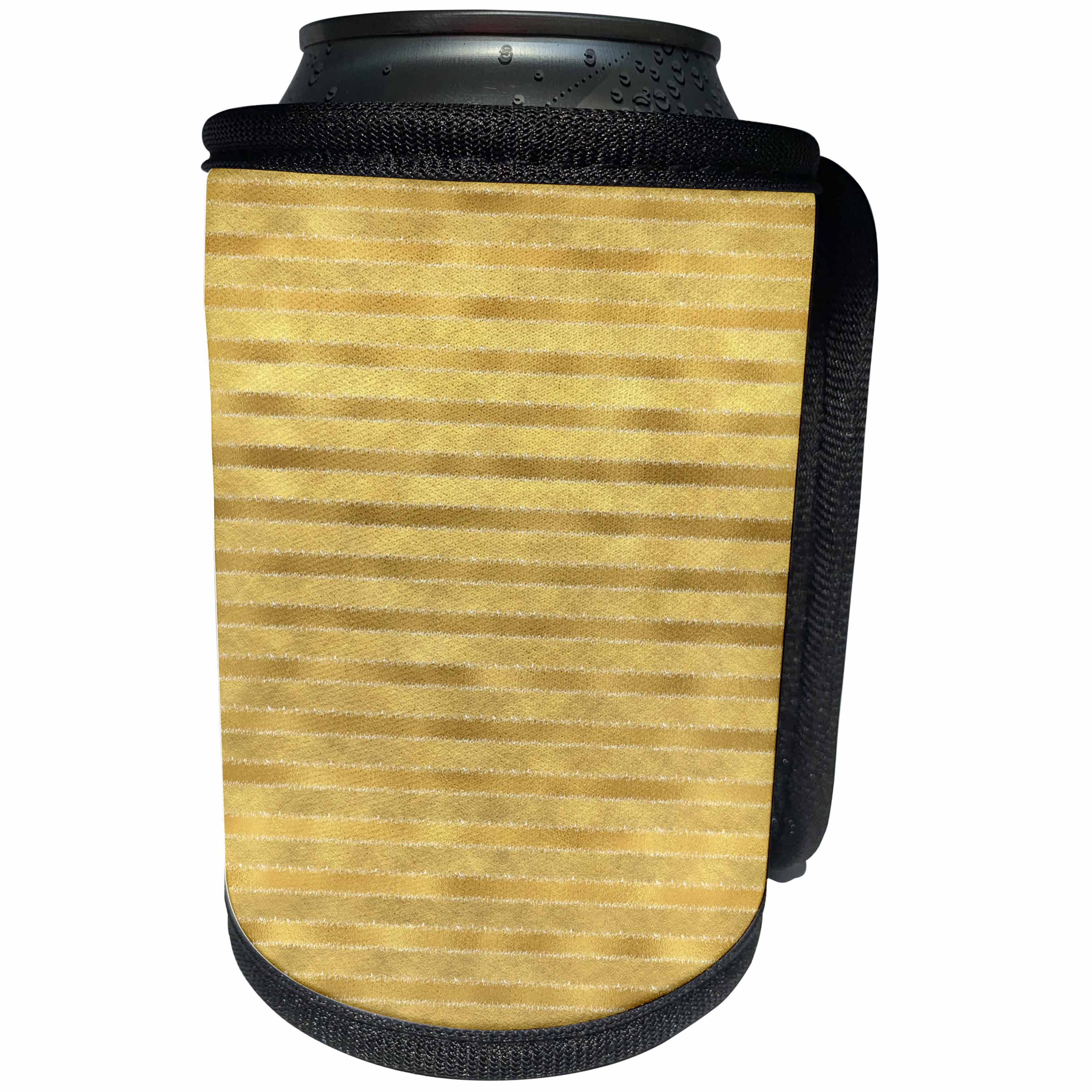 3dRose PS Chic - Picturing Gold Glitzy Stripes - Can Cooler Bottle Wrap (cc_271080)