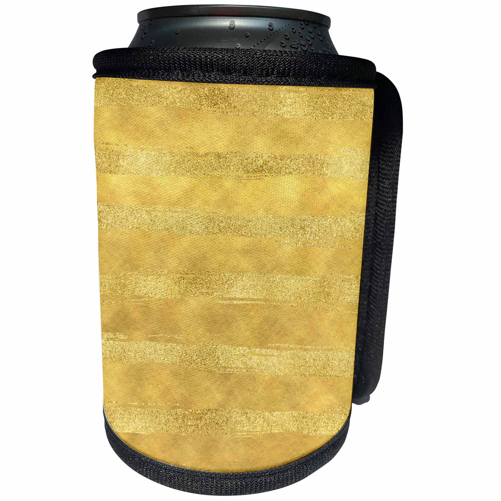 3dRose PS Chic - Picturing Glitzy Chic Gold Stripes - Can Cooler Bottle Wrap (cc_271091)