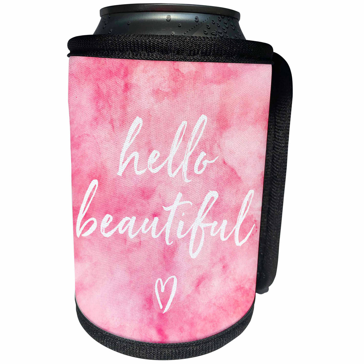 3dRose PS Inspiration - Picturing Hello Beautiful Pink Watercolor - Can Cooler Bottle Wrap (cc_271101)