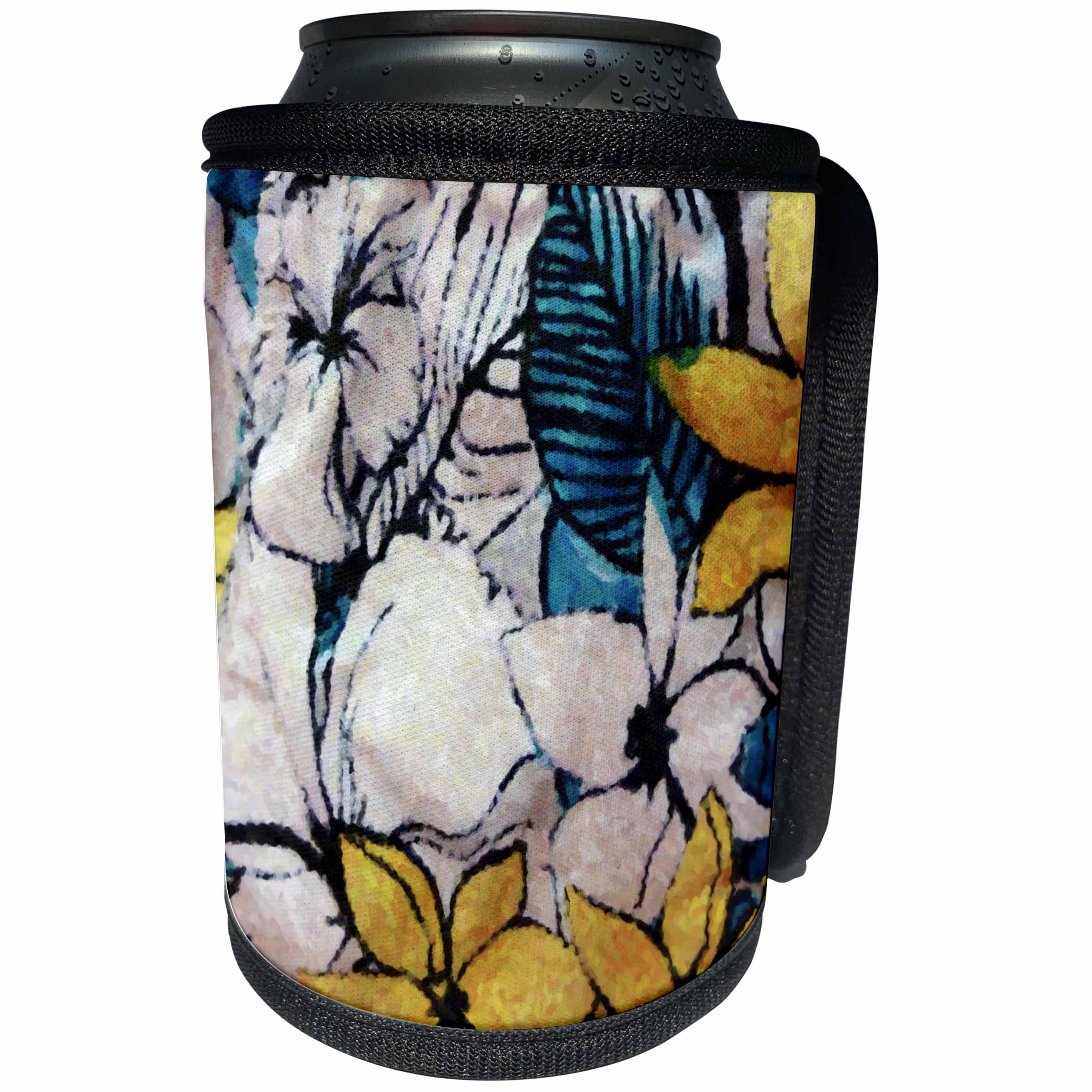 3dRose Florene Abstract Floral - Floral Awakening - Can Cooler Bottle Wrap (cc_27111)