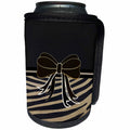 3dRose Bows n Ribbons - Image of Black and Gold Bow On Animal Stripes - Can Cooler Bottle Wrap (cc_271131)