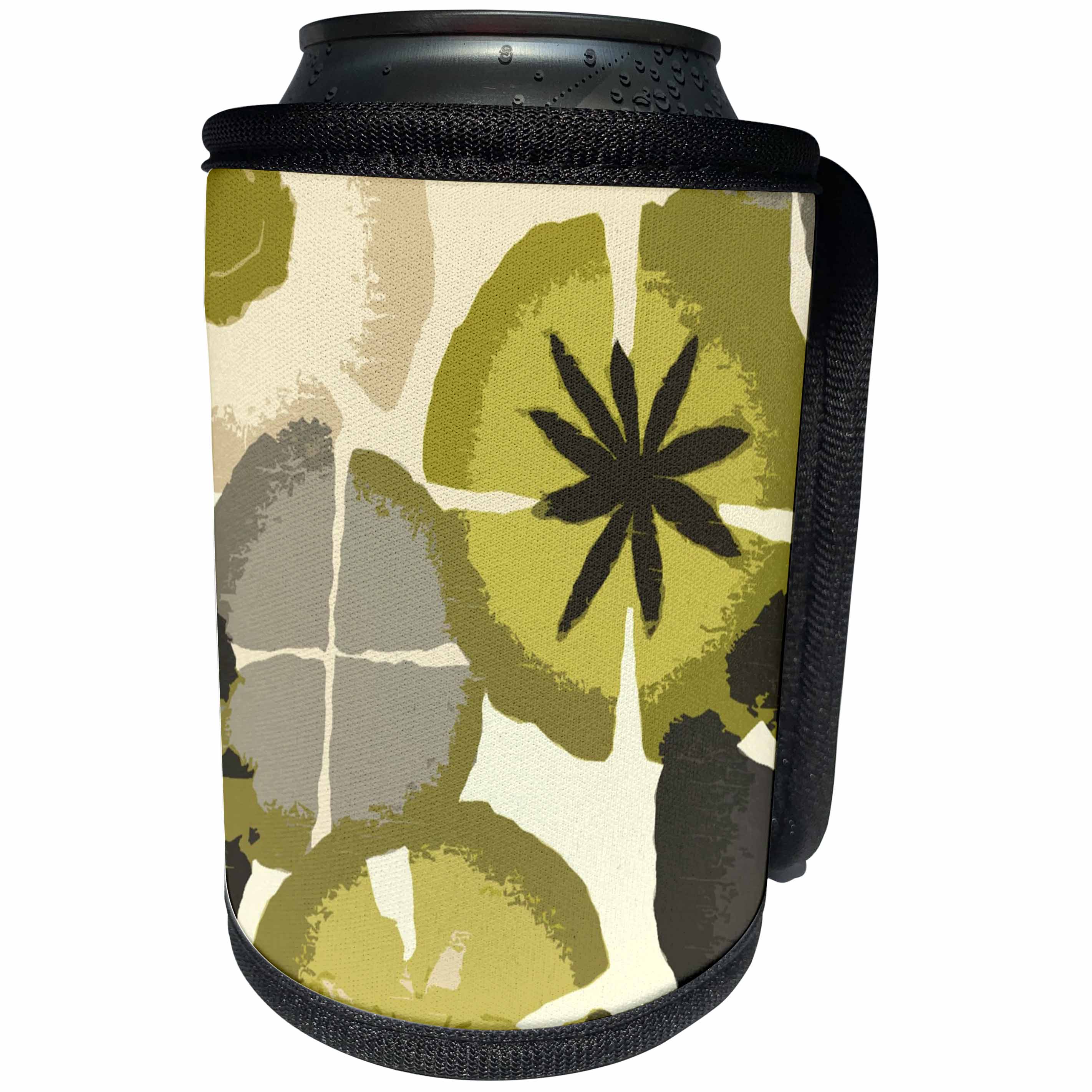 3dRose Abstract Patterns - Image of Gray and Lime Floral Abstract Pattern - Can Cooler Bottle Wrap (cc_271135)