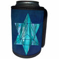 3dRose Andrea Haase Art Illustration - Star Shaped Geometric Element Filled With Glittering Blue Texture - Can Cooler Bottle Wrap (cc_271136)