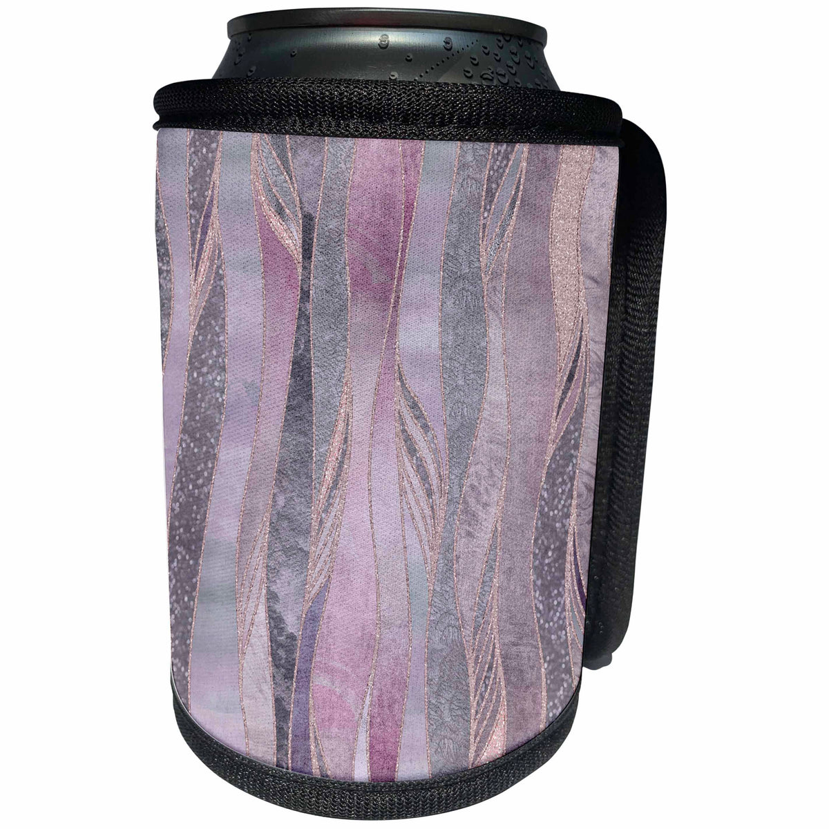 3dRose Andrea Haase Art Illustration - Elegant Wavy Lines With Pastel Color Pattern Of Glitter And Metal - Can Cooler Bottle Wrap (cc_271142)