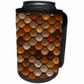 3dRose Andrea Haase Art Illustration - Mermaid Scale Or Fish Scale Pattern In Orange And Brown - Can Cooler Bottle Wrap (cc_271144)
