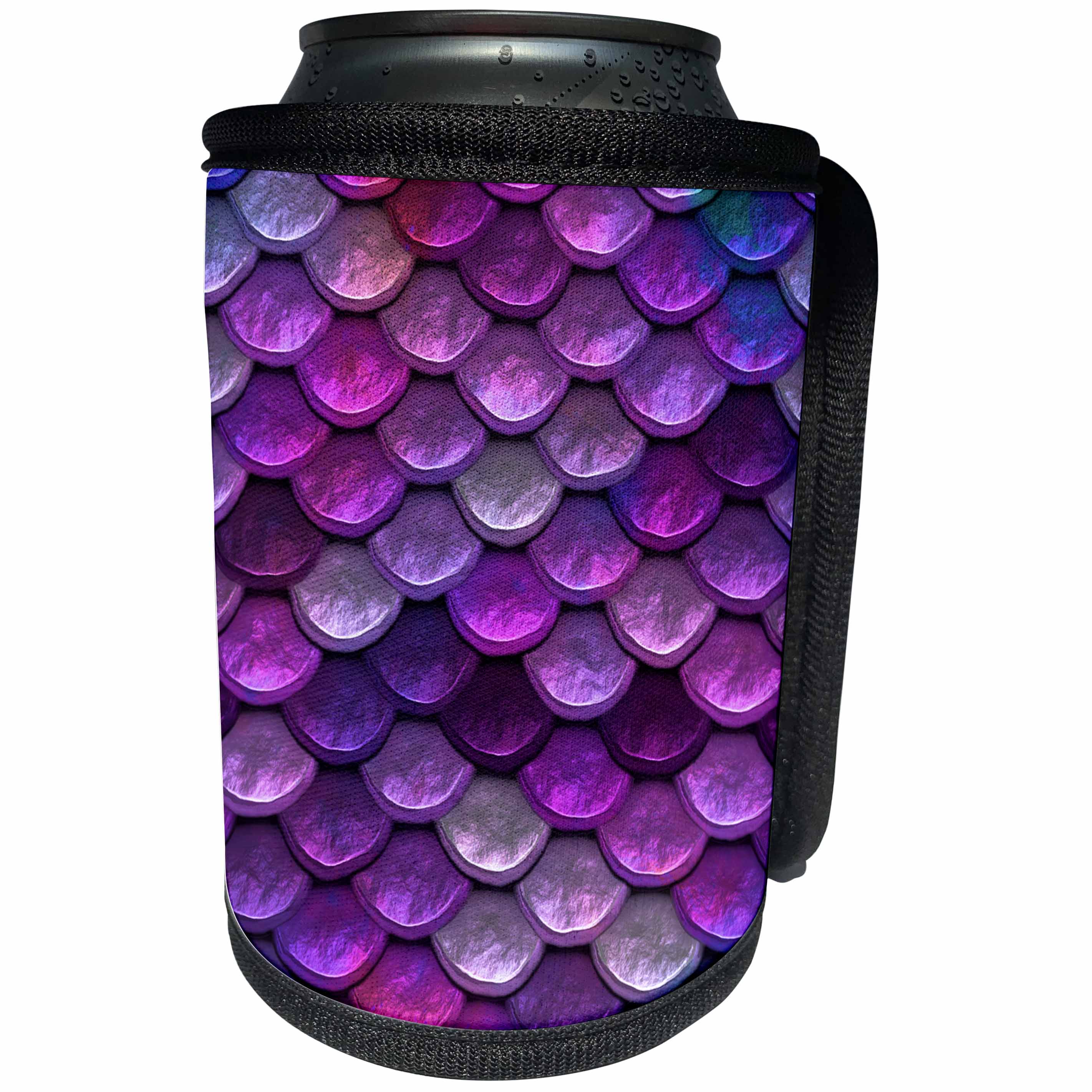 3dRose Andrea Haase Art Illustration - Mermaid Scale Or Fish Scale Pattern In Shades Of Pink And Purple - Can Cooler Bottle Wrap (cc_271145)