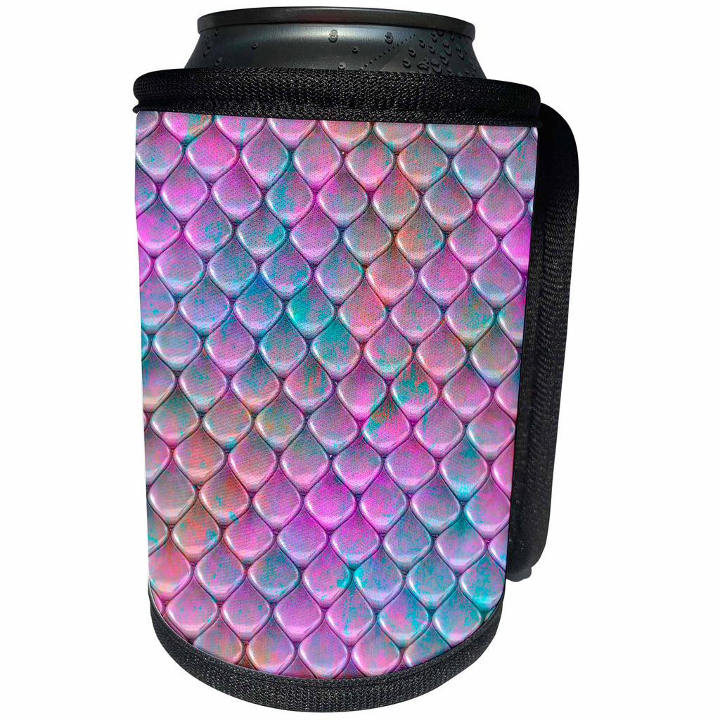 3dRose Andrea Haase Art Illustration - Mermaid Scale Or Fish Scale Pattern In Pastel Pink And Purple - Can Cooler Bottle Wrap (cc_271146)
