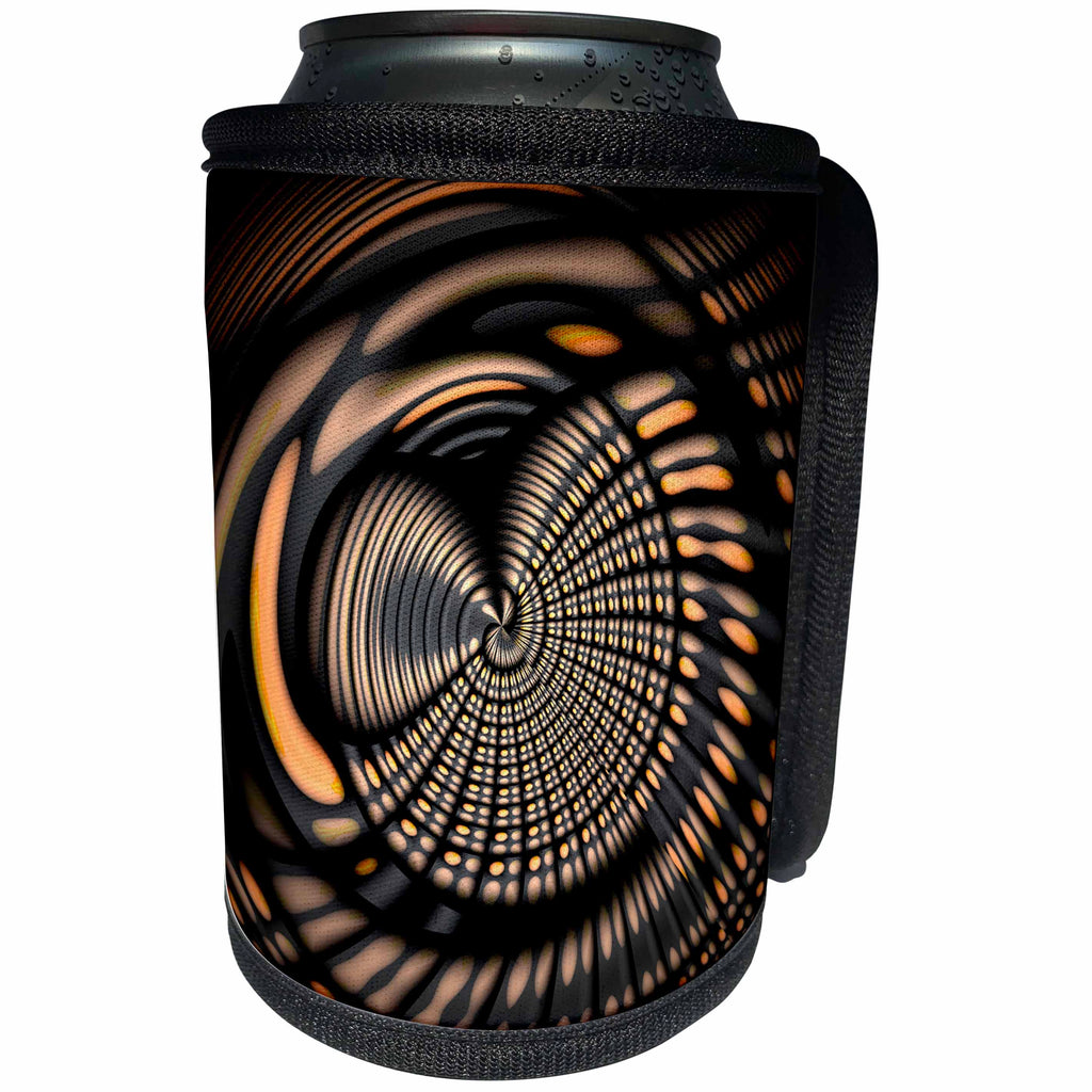 3dRose Andrea Haase Art Illustration - Abstract Symmetrical Design In Shades Of Silver And Brown - Can Cooler Bottle Wrap (cc_271148)
