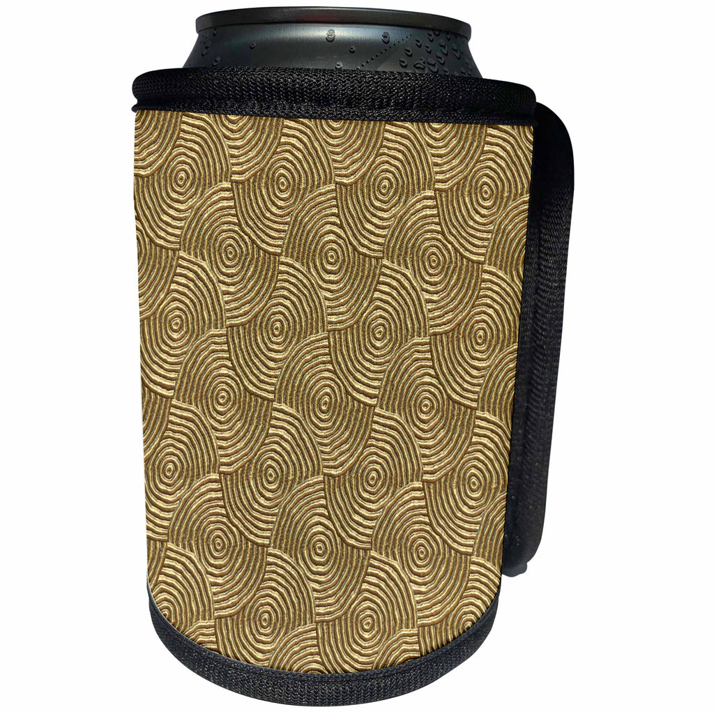 3dRose Andrea Haase Art Illustration - Round Shaped Golden Metal Surface - Can Cooler Bottle Wrap (cc_271153)