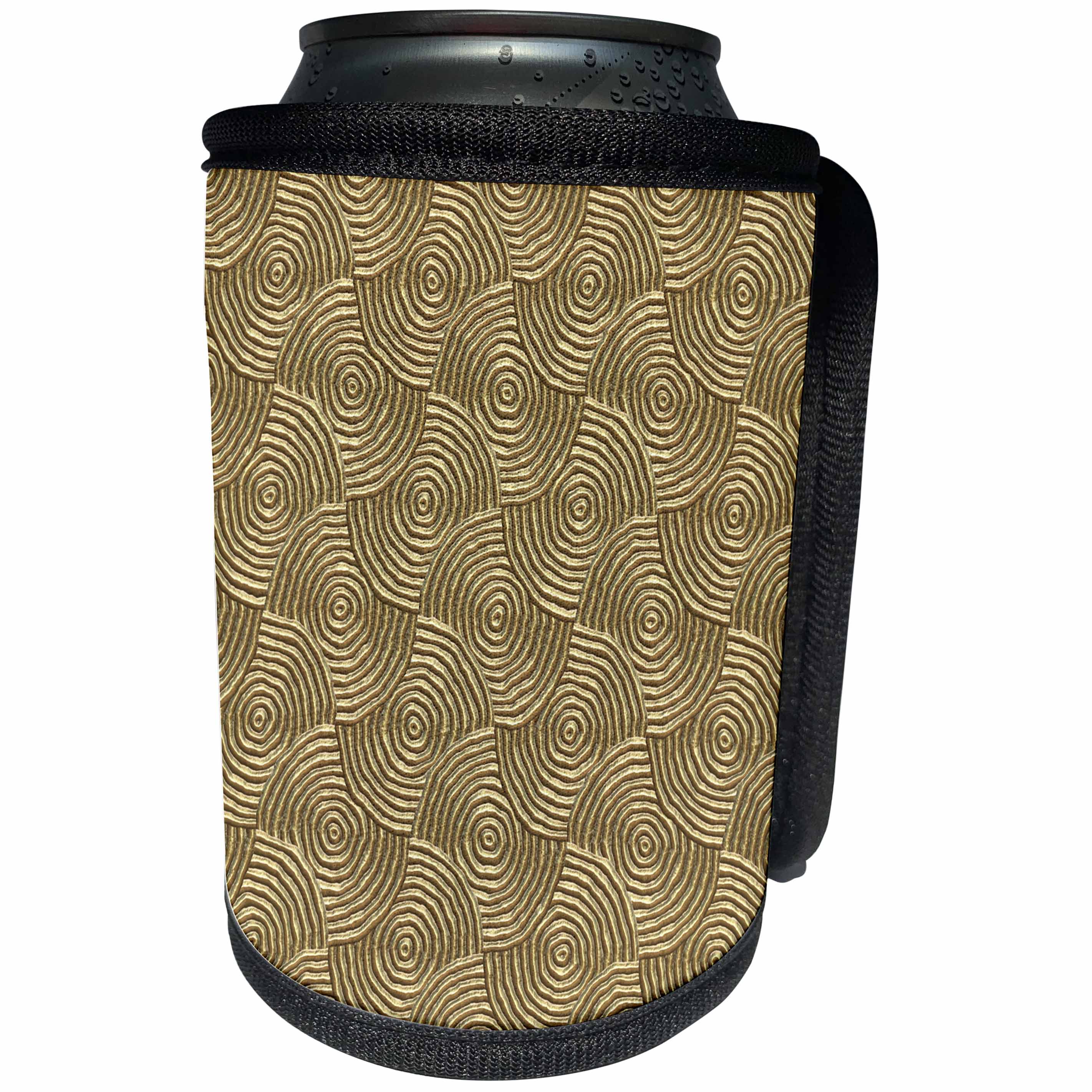 3dRose Andrea Haase Art Illustration - Round Shaped Golden Metal Surface - Can Cooler Bottle Wrap (cc_271153)