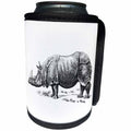 3dRose Andrea Haase Animals Illustration - Vintage Rhino Drawing Black And White Rhinoceros - Can Cooler Bottle Wrap (cc_271170)