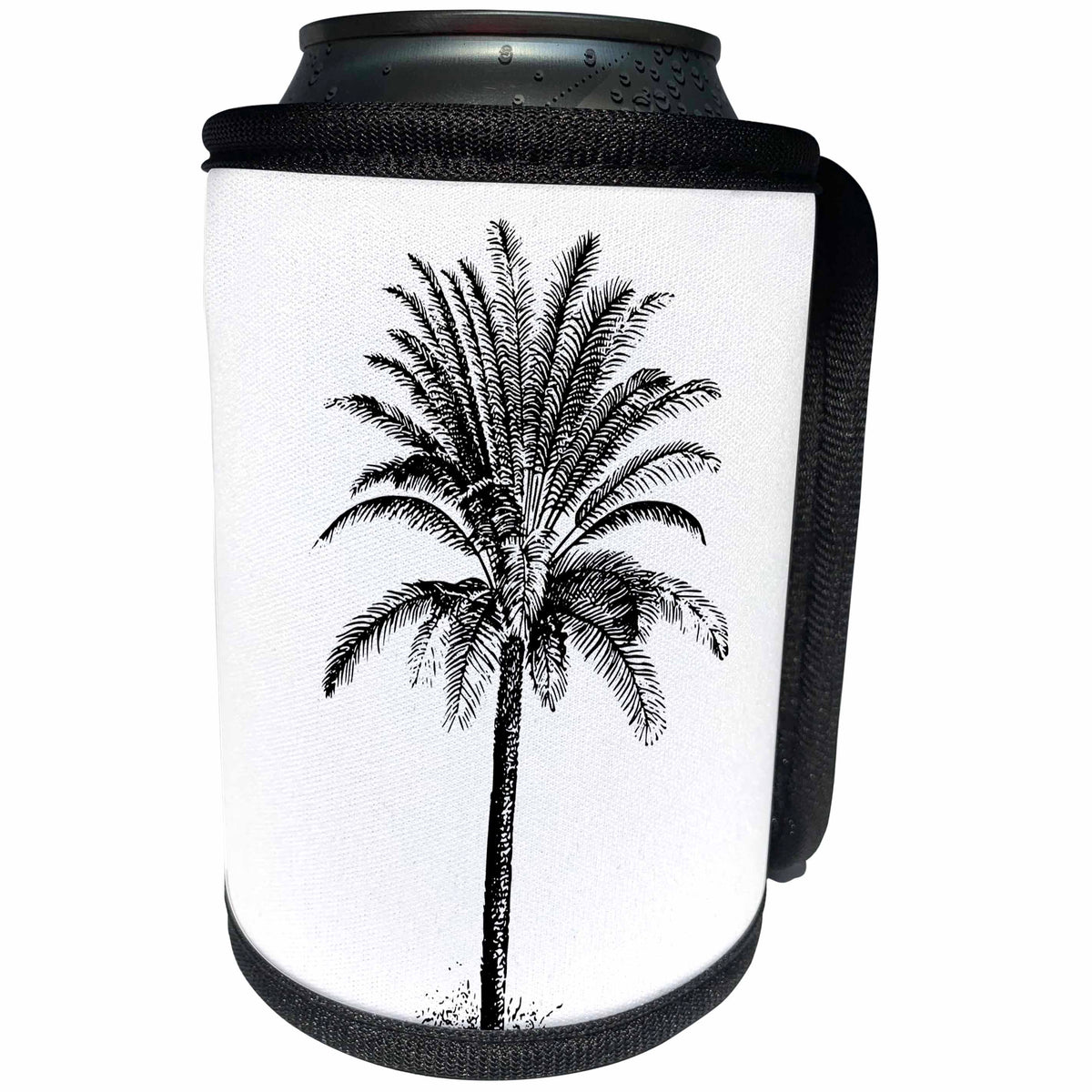 3dRose Andrea Haase Art Illustration - Vintage Palm Tree Drawing Black And White - Can Cooler Bottle Wrap (cc_271171)